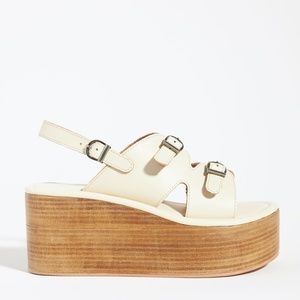 Anthropologie Buckle Platform Wedges NEW Size US 7 EU 37